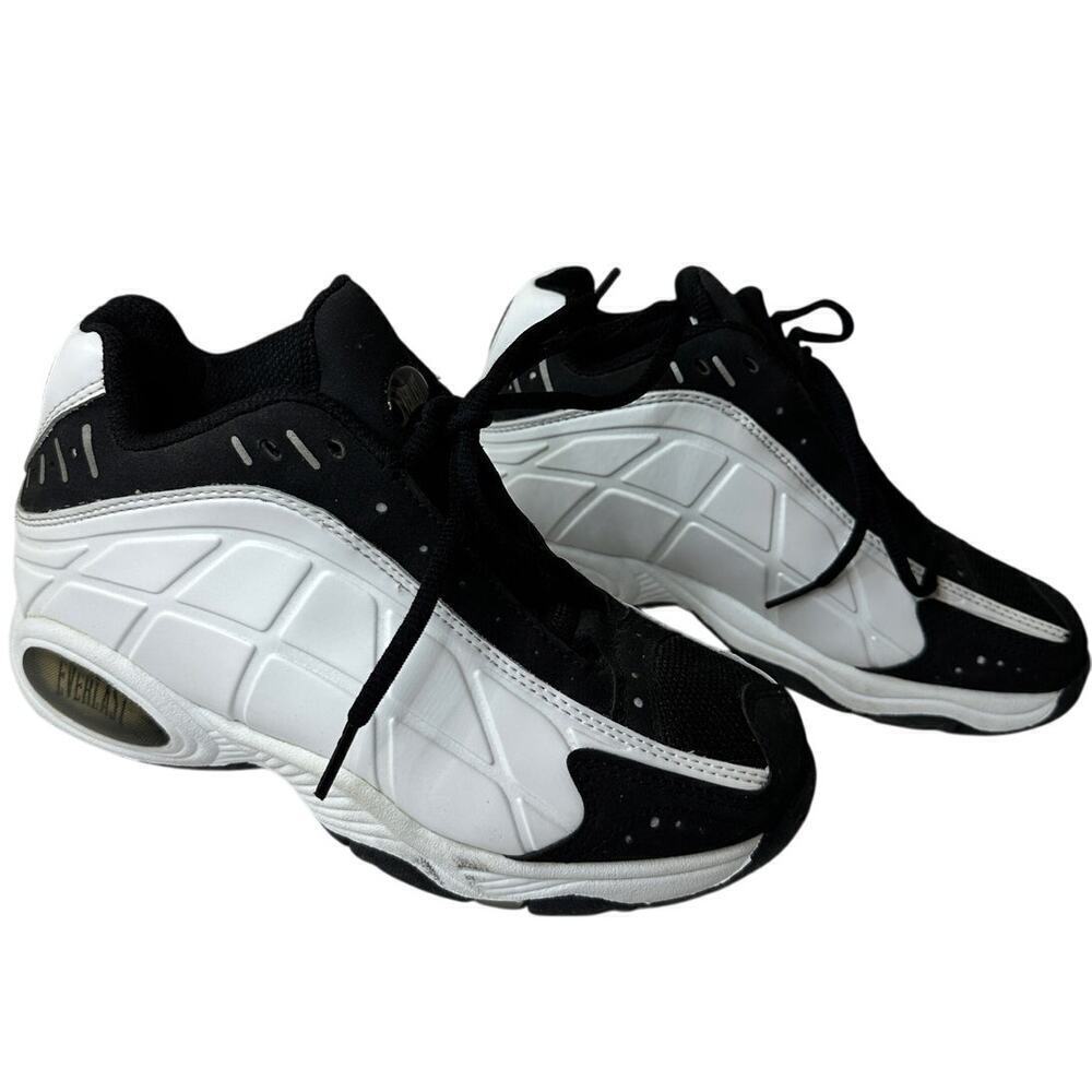 Everlast y2k Size 4.5 Youth Black White Leather Lace Up Athletic Shoes Sports